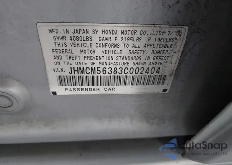 2003 Honda Accord 2.4 Lx z USA, uszkodzony, nr VIN JHMCM56383C002404